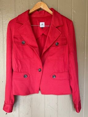 CAbi Button-Front Blazer Jacket in red Size 6